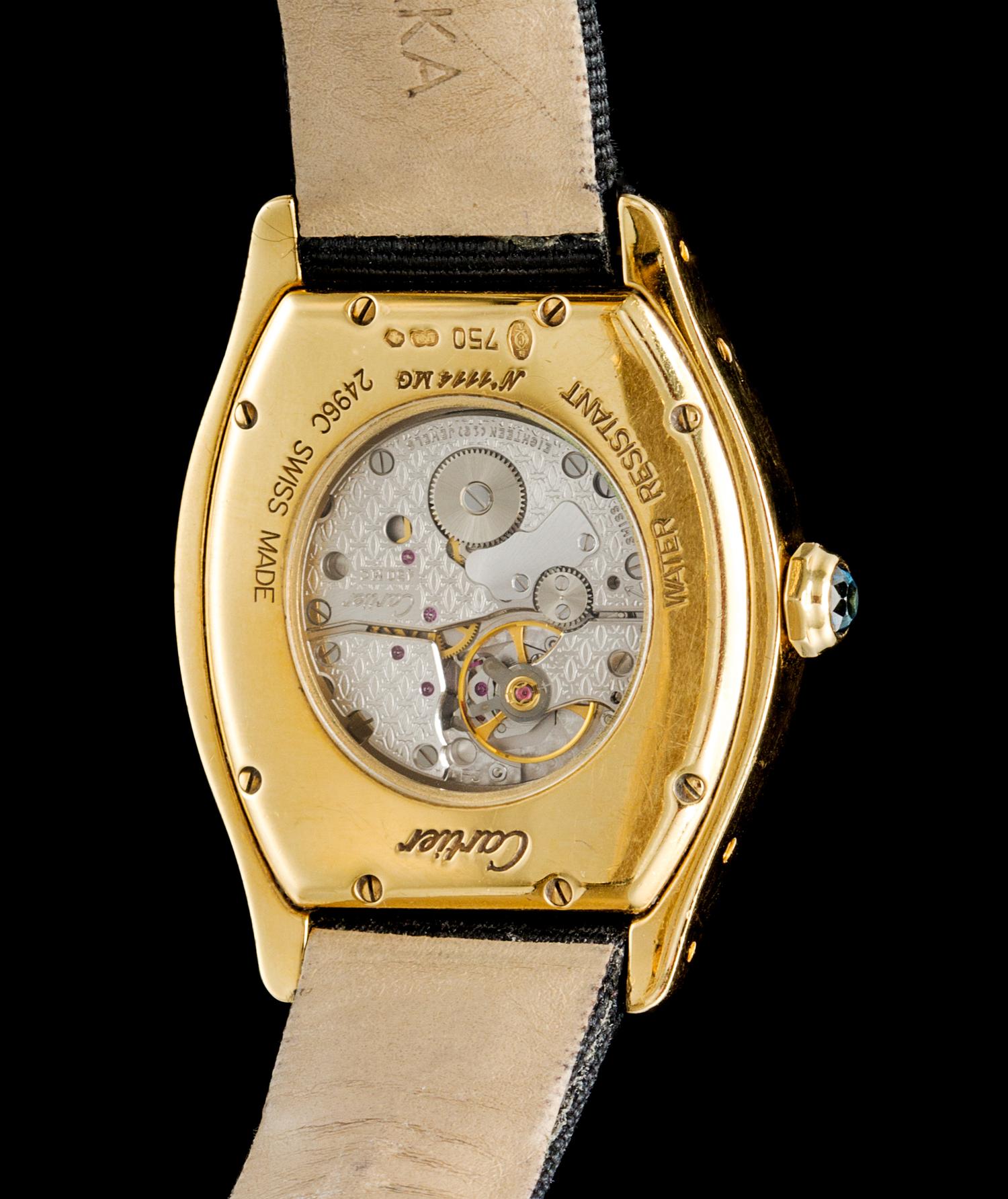 An 18 Karat Yellow Gold Ref. 2496C Tortue Collection Privée Wristwatch, Cartier,