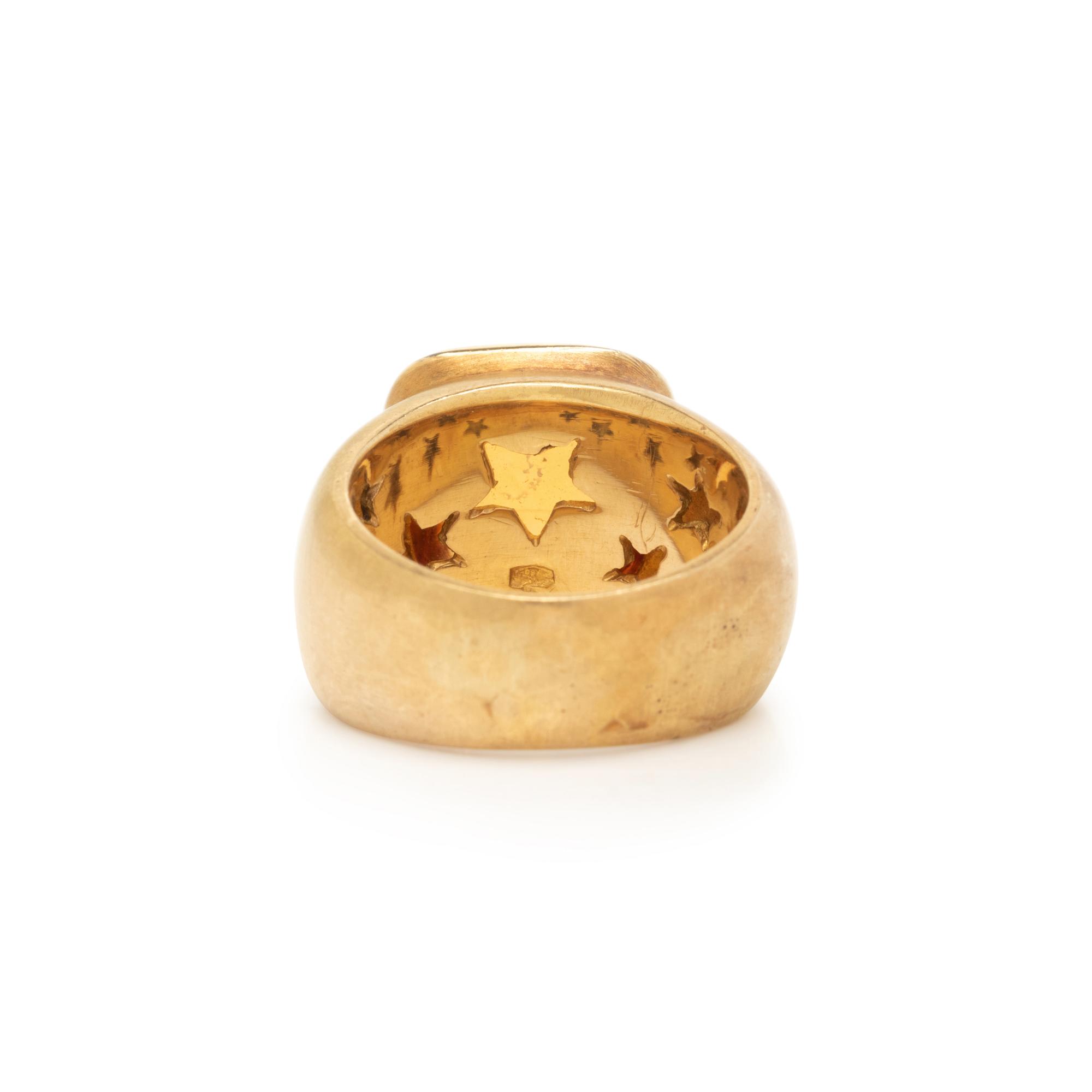 CITRINE, DIAMOND, AND YELLOW GOLD RING