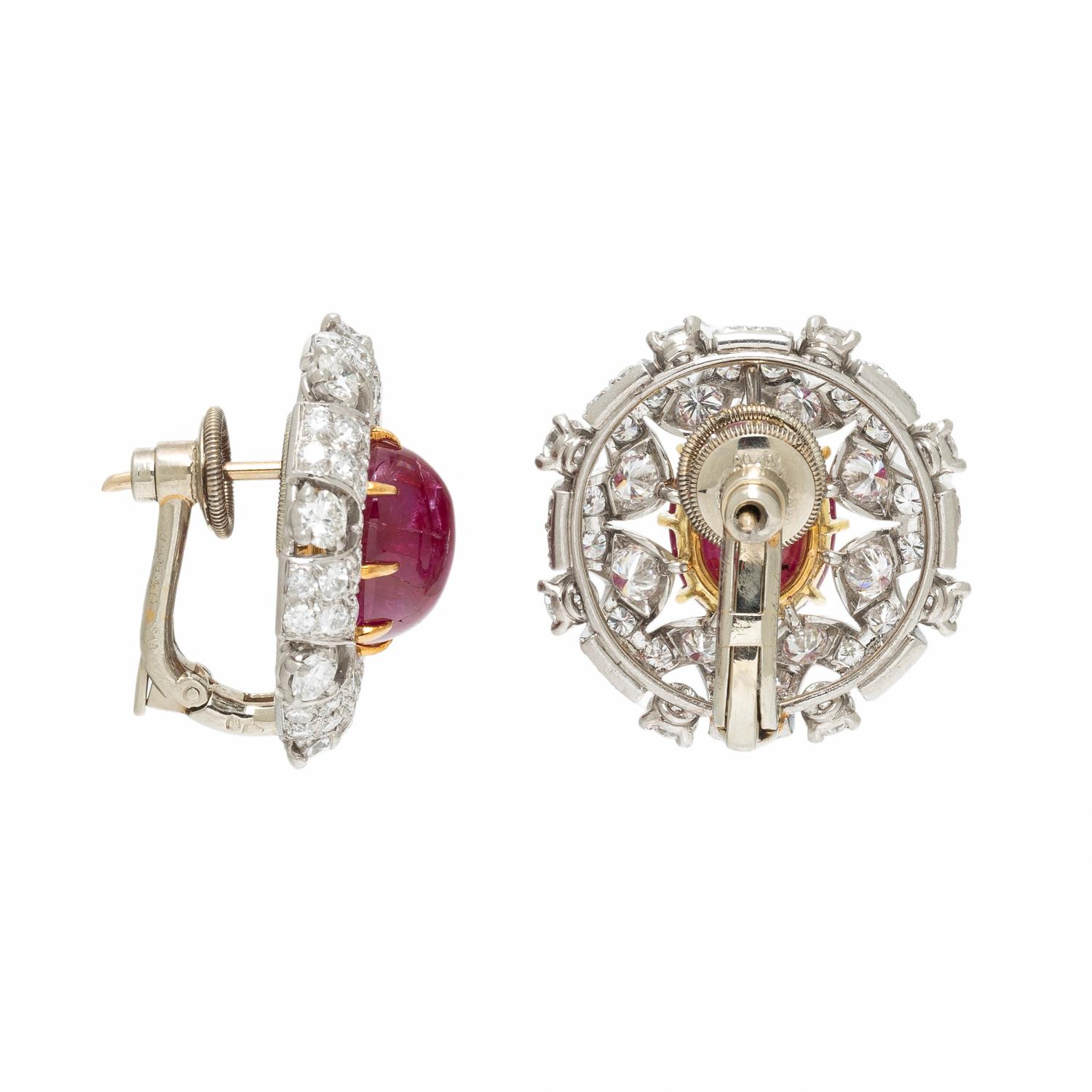 CARTIER, RUBY AND DIAMOND EARRINGS
