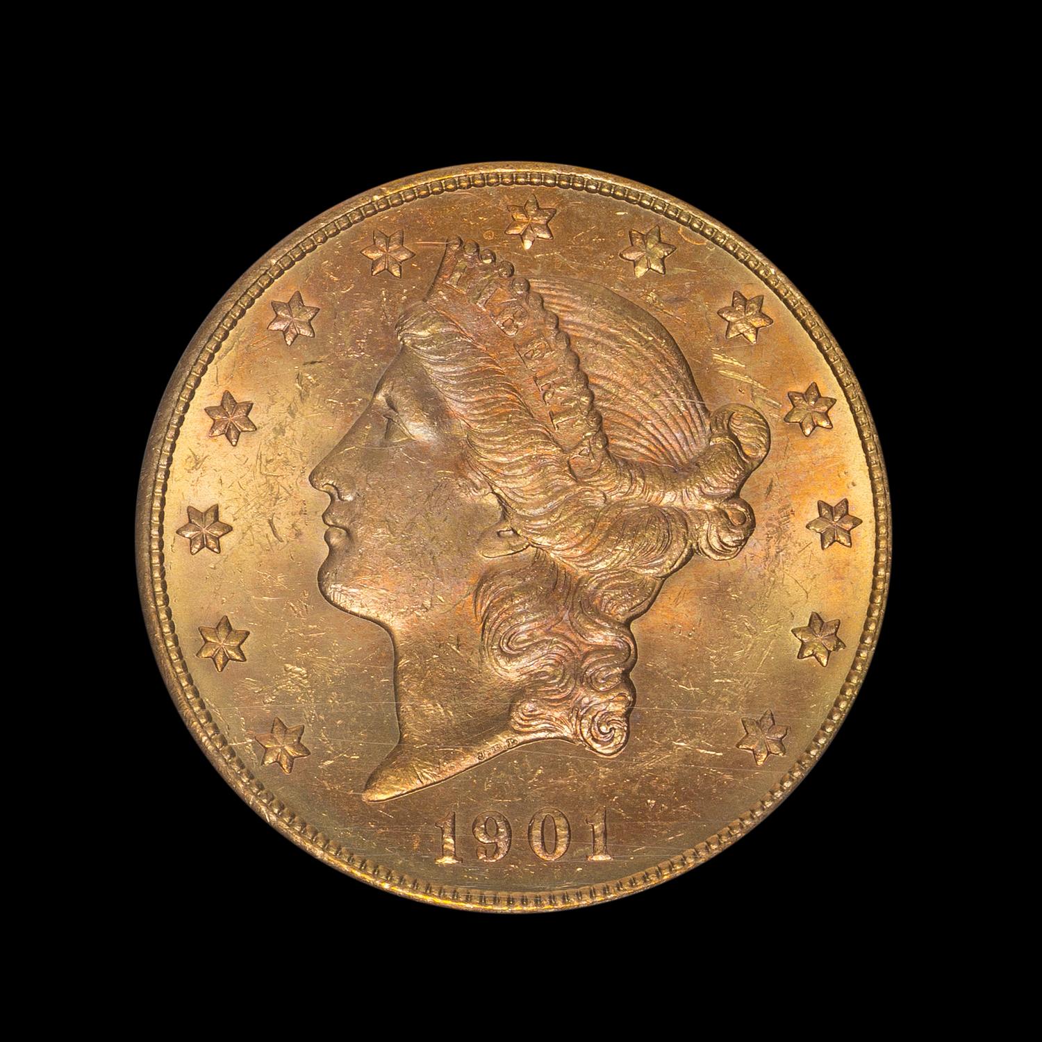 A United States 1901-S Liberty Head $20 Gold Coin