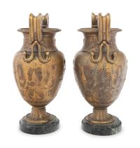A Pair of Neoclassical Gilt Metal Urns