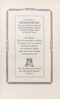 (NONESUCH PRESS) SHAKESPEARE, WILLIAM. The Works. London, 1929-1933. Limited. 7 vols.