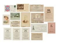 [EARLY PHOTOGRAPHY]. A large assortment of photographers' advertising cards, sheets, and signage.