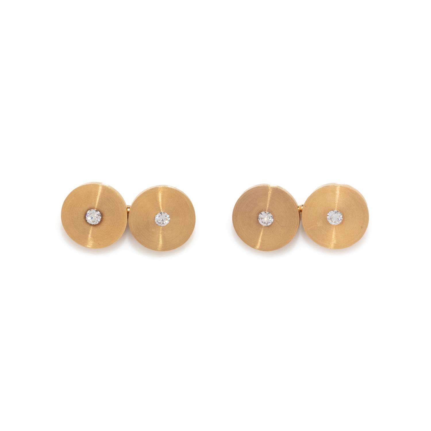 CARTIER, YELLOW GOLD AND DIAMOND CUFFLINKS