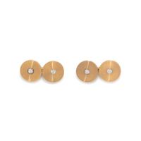 CARTIER, YELLOW GOLD AND DIAMOND CUFFLINKS