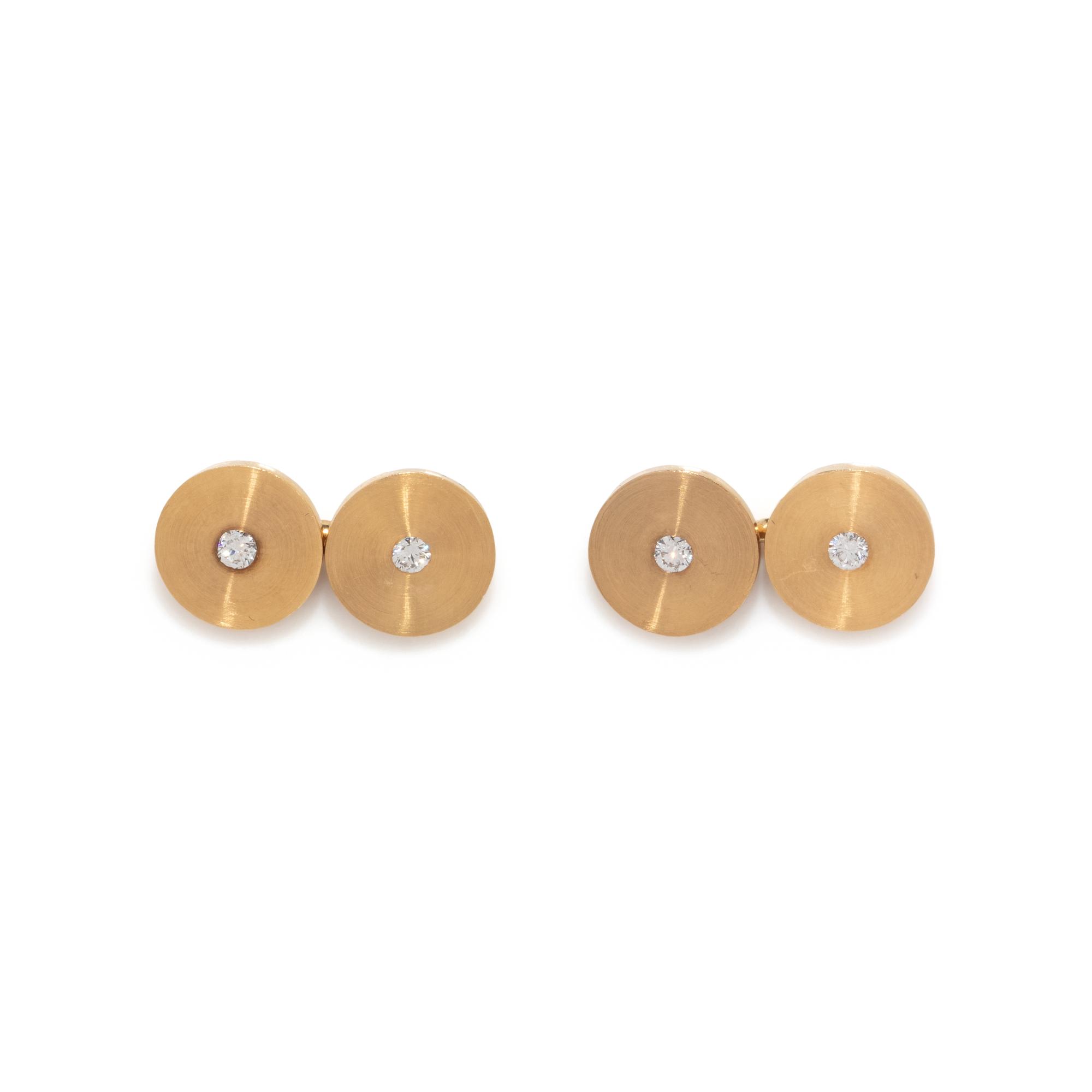 CARTIER, YELLOW GOLD AND DIAMOND CUFFLINKS