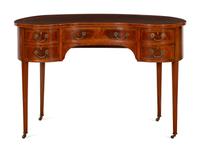A George III Style Mahogany Crossbanded Reniform Writing Table