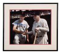 A Stunning Ted Williams Signed Autographed Large Format Photo With Babe Ruth (Beckett Authentication Services Letter BAS Certified),