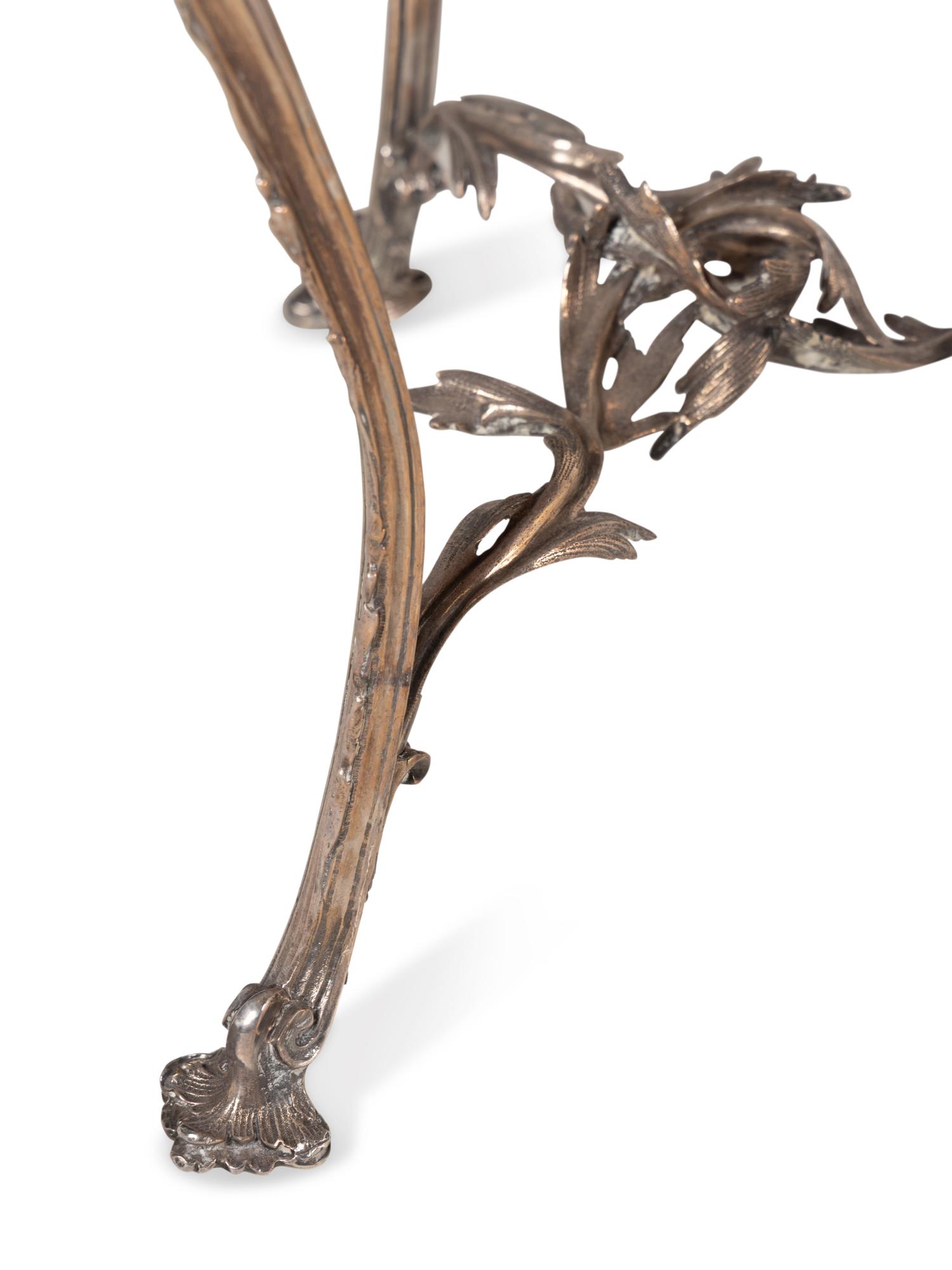 A Louis XV Style Silvered Bronze and Marble-Top Side Table