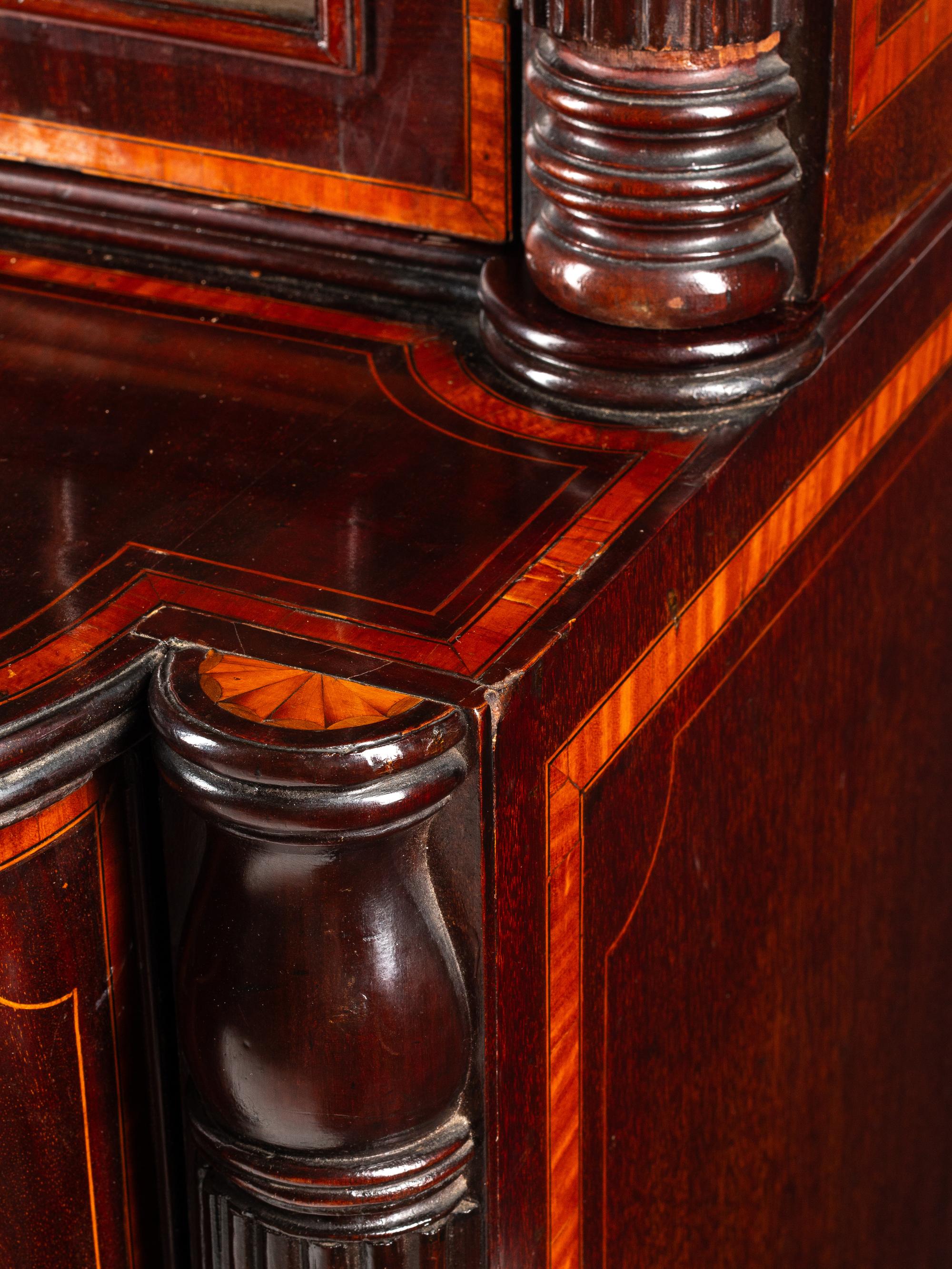 A Regency Satinwood-Inlaid Mahogany Bureau Bookcase
