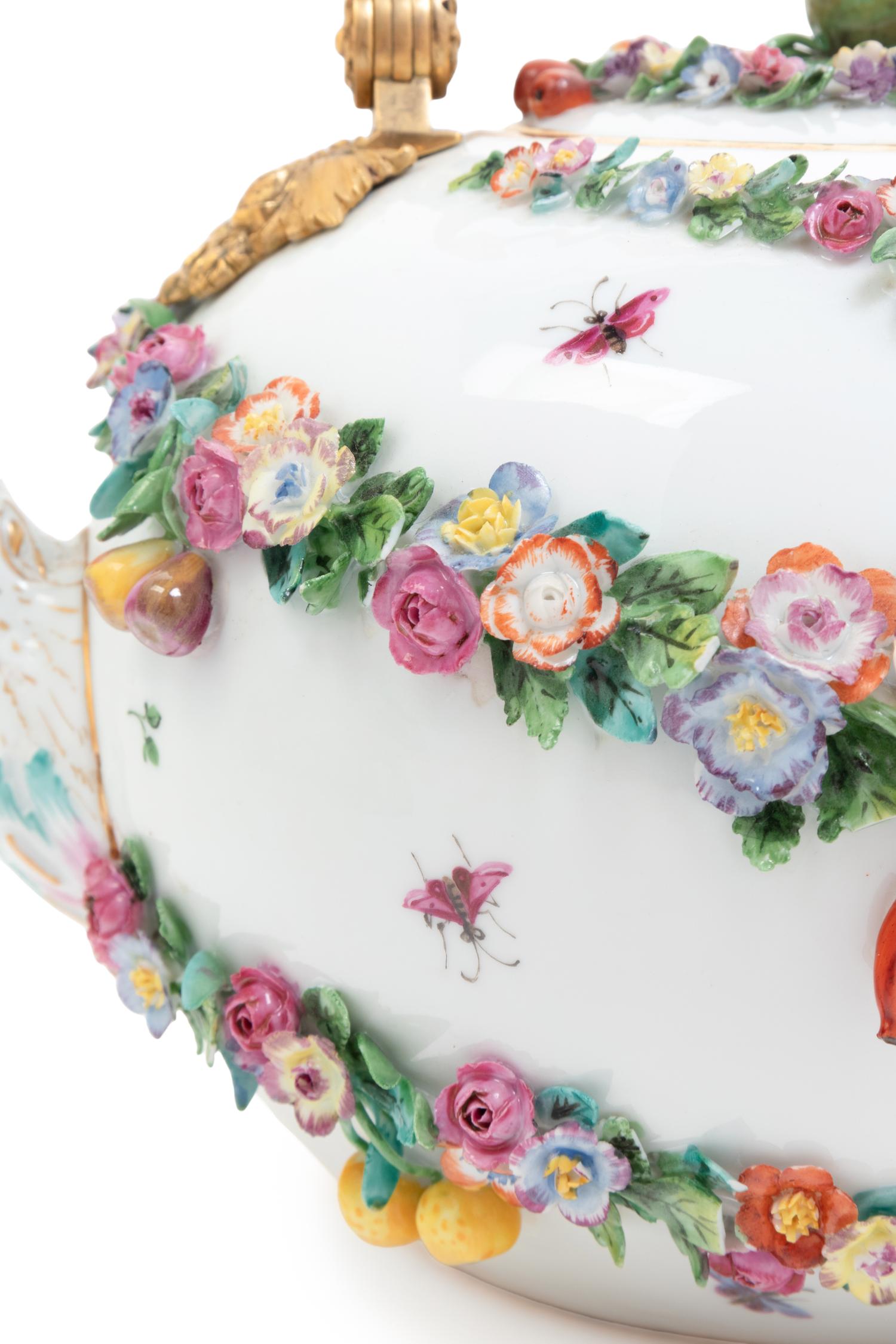 A Meissen Porcelain Tea Kettle on Stand