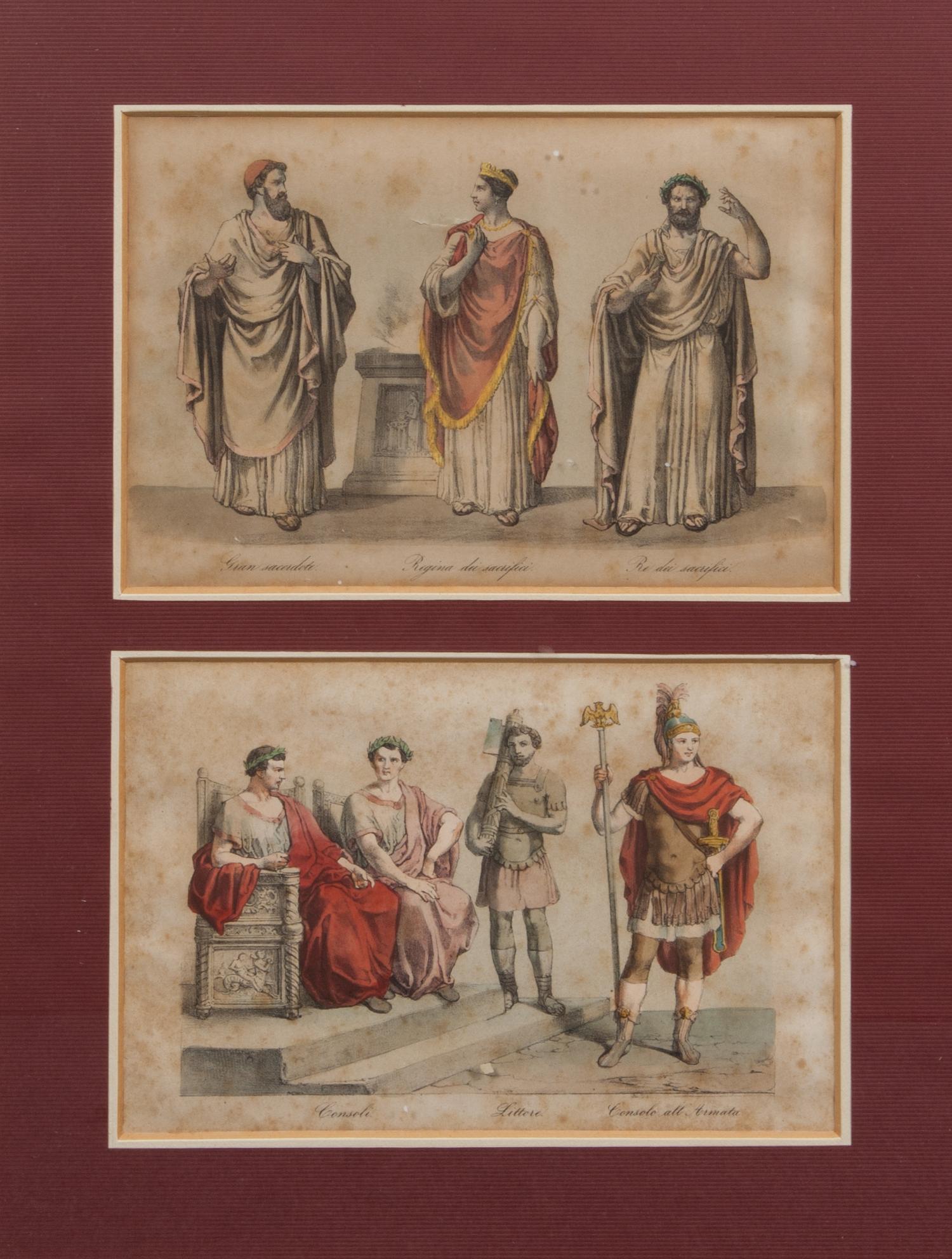 A Set of Twelve Italian Handcolored Lithographs Height 21 x width 16 inches (framed).