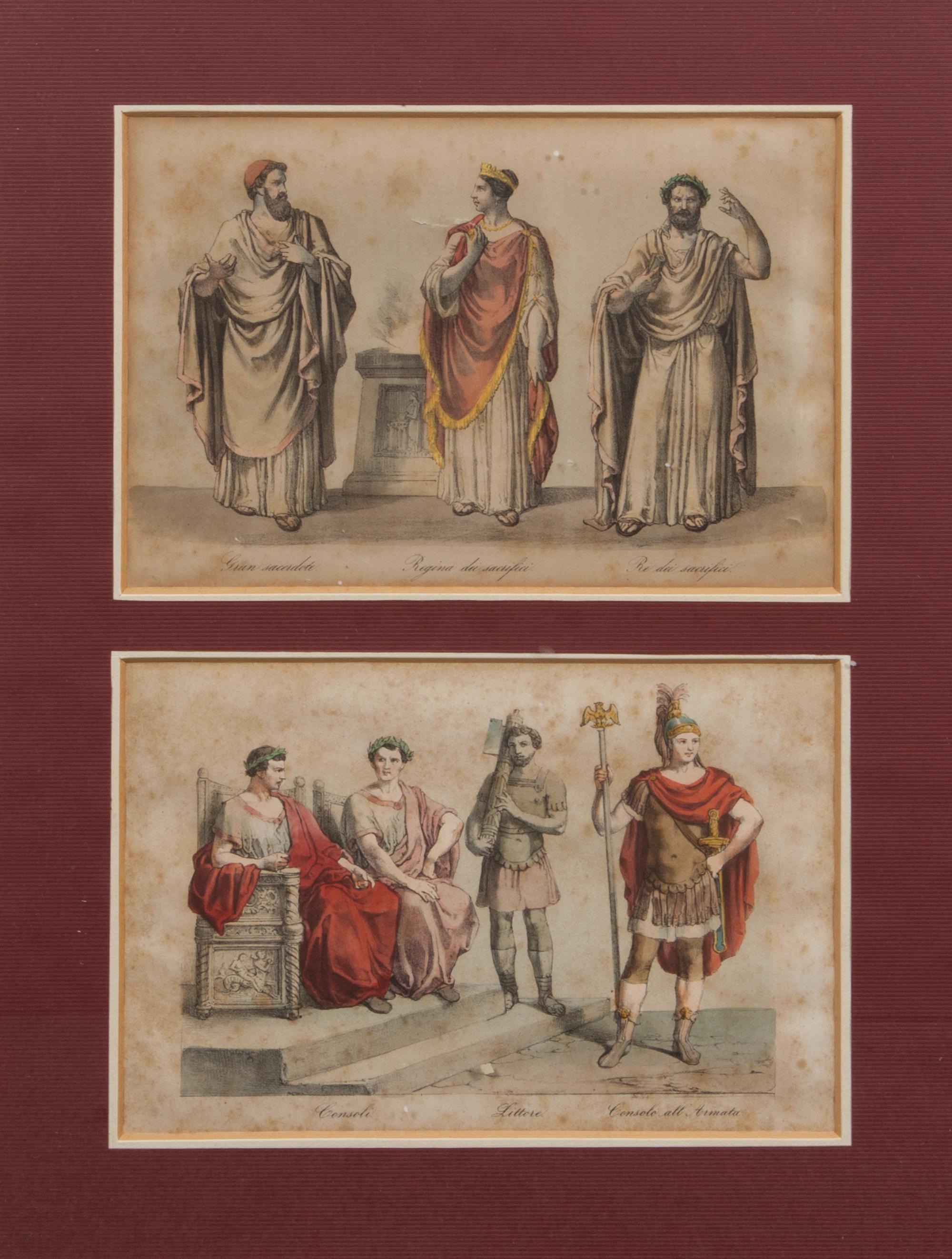 A Set of Twelve Italian Handcolored Lithographs Height 21 x width 16 inches (framed).