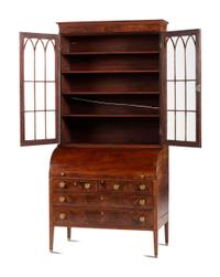 A Classical Mahogany Desk and Bookcase