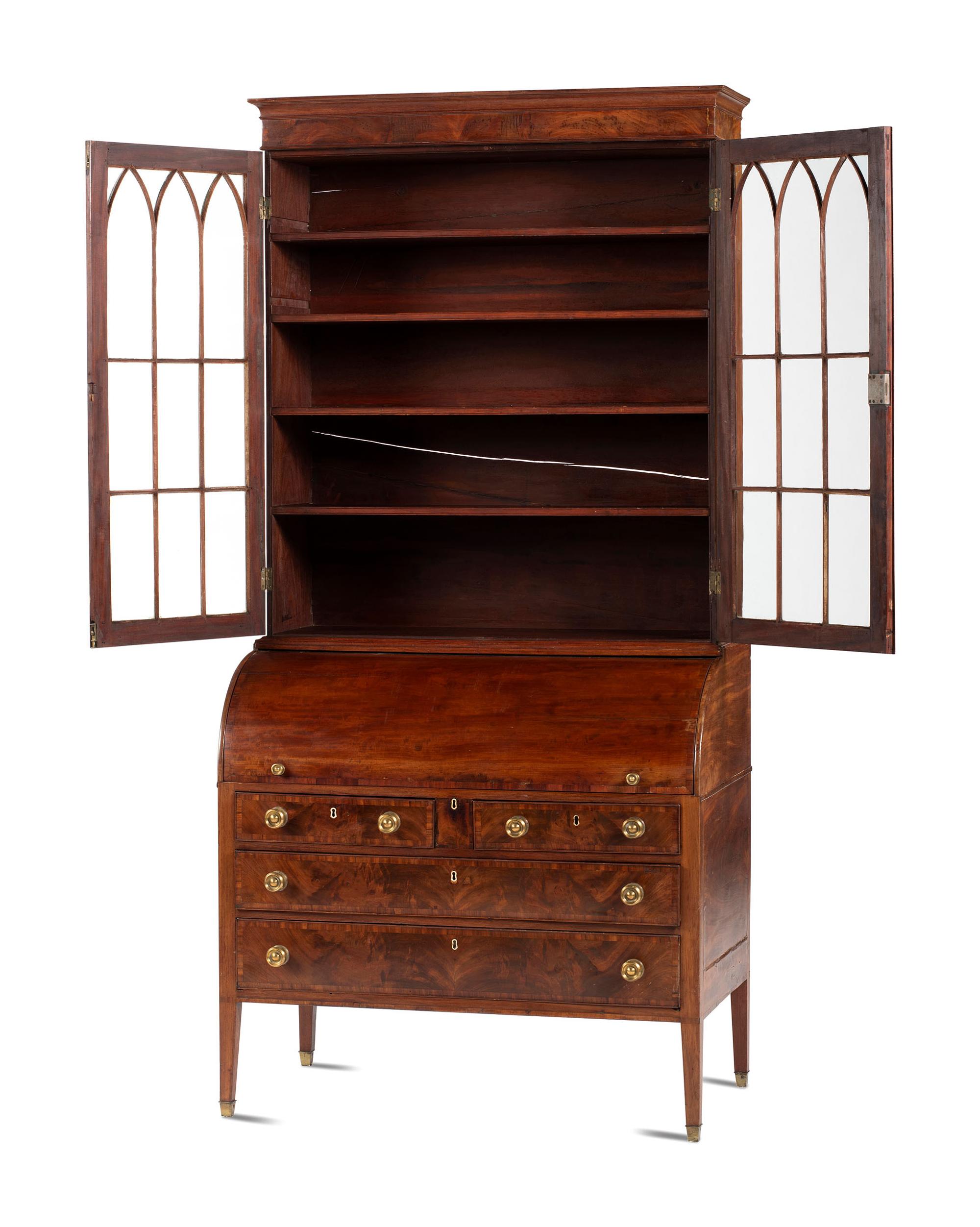A Classical Mahogany Desk and Bookcase