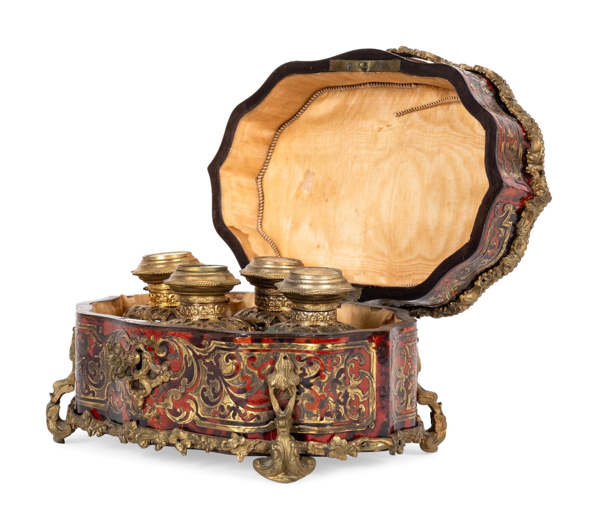 A French Gilt Metal Mounted and Boulle Marquetry Scent Casket