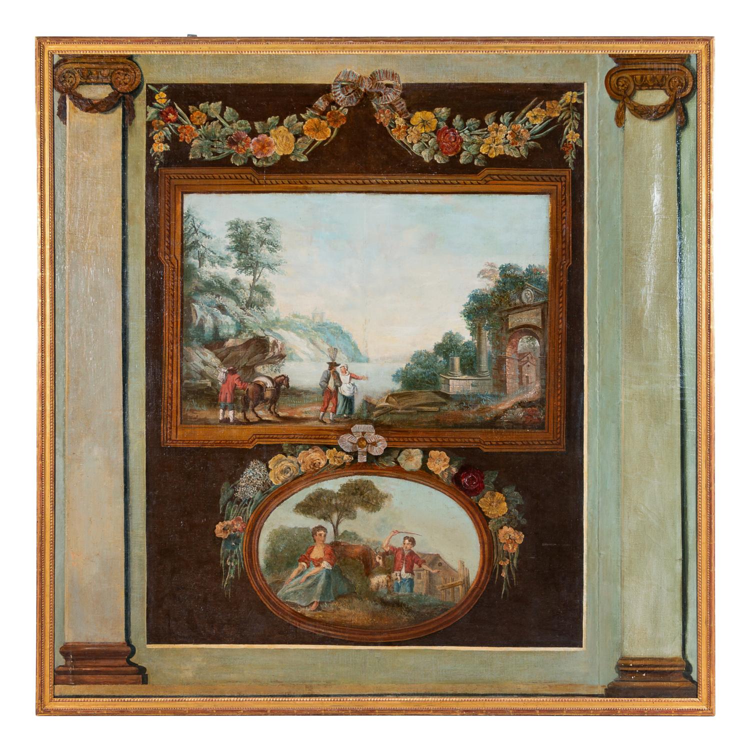 Ten French Painted Canvas Panels of Various Ports of France
