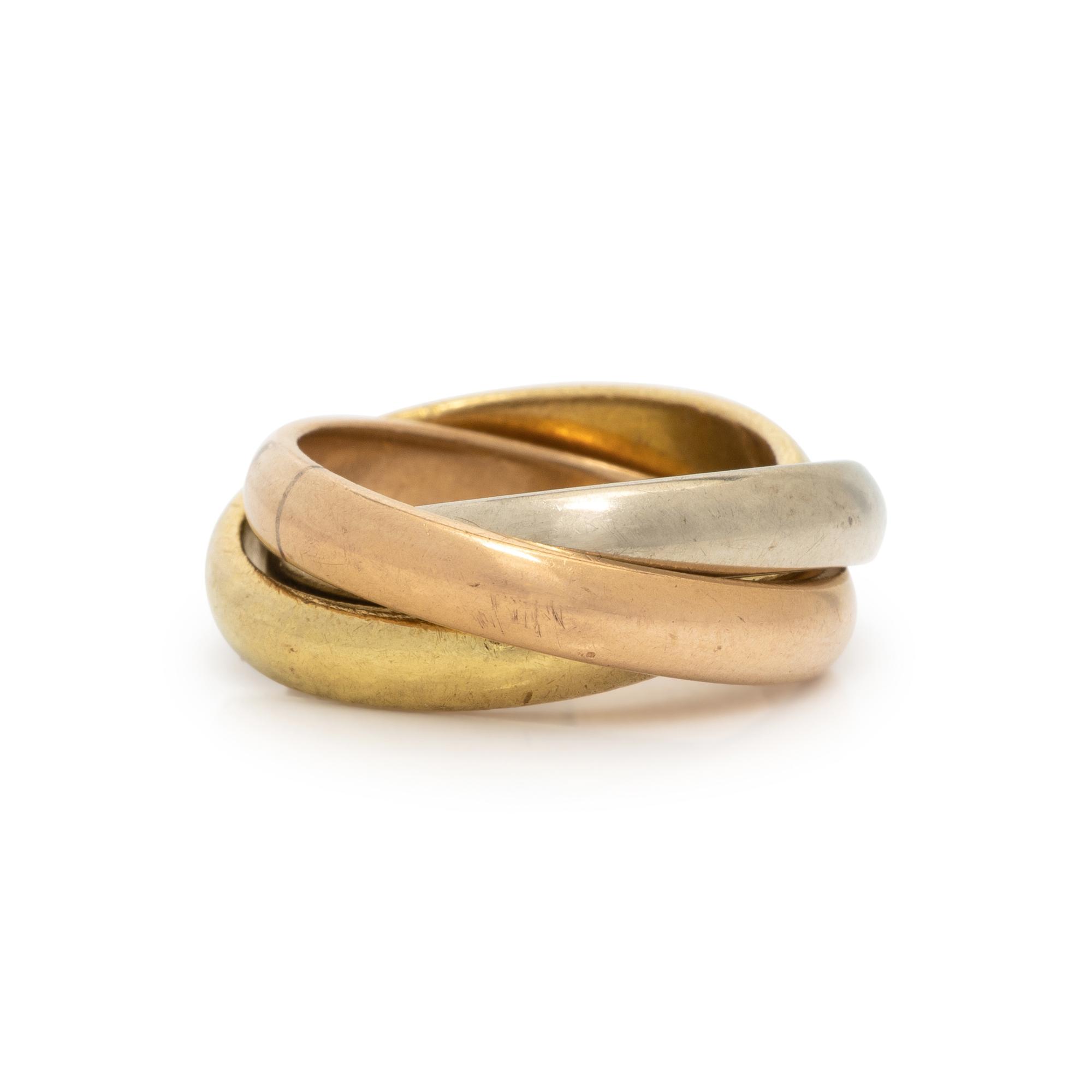 CARTIER 'TRINITY' TRICOLOR GOLD RING
