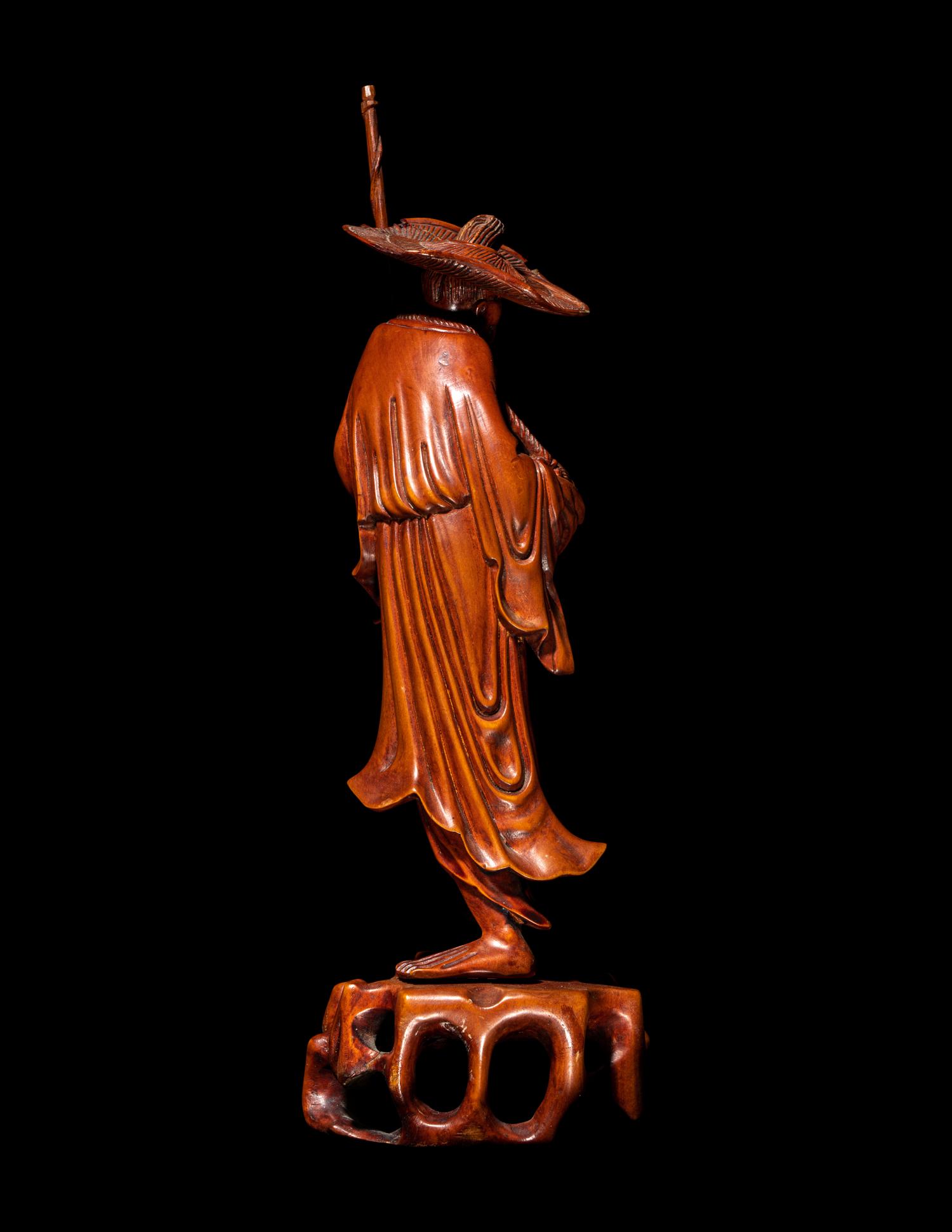 Three Chinese Carved Boxwood Figures