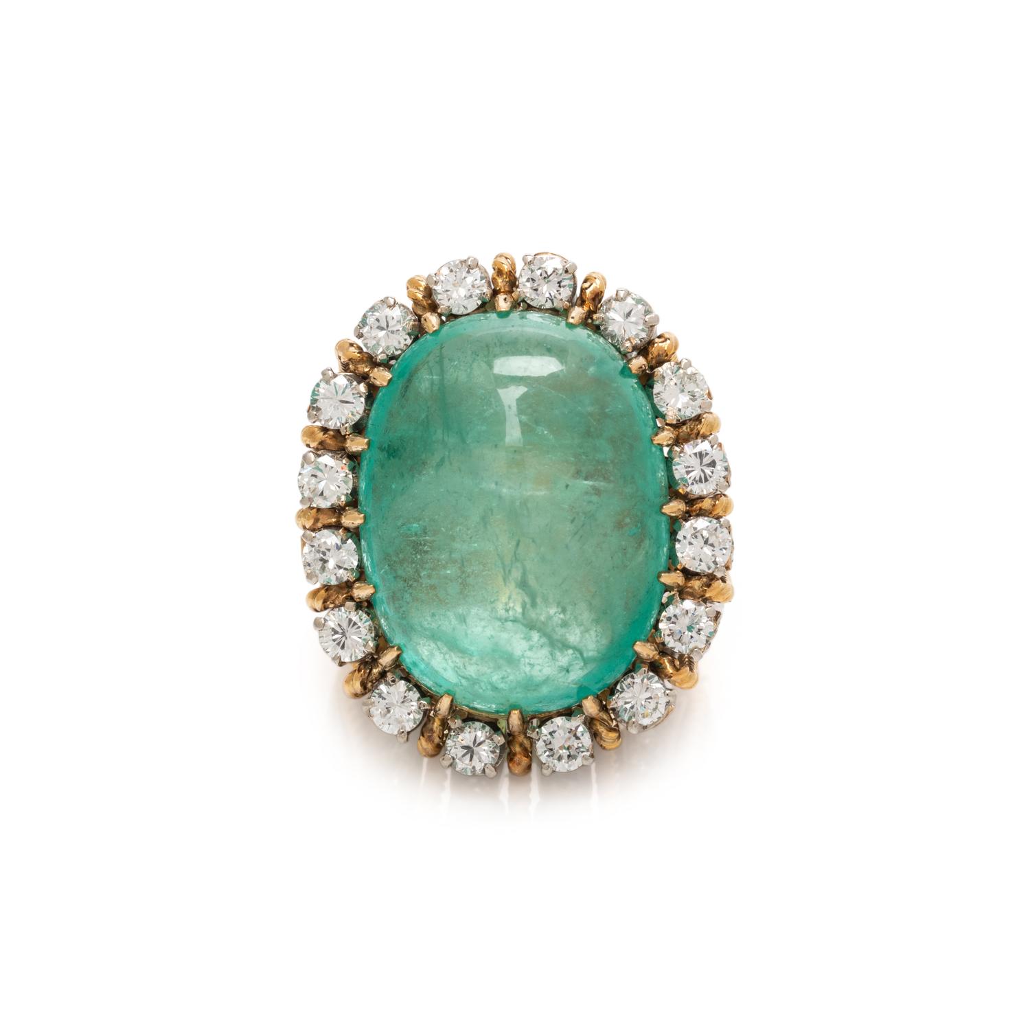 BICOLOR GOLD, EMERALD, AND DIAMOND RING