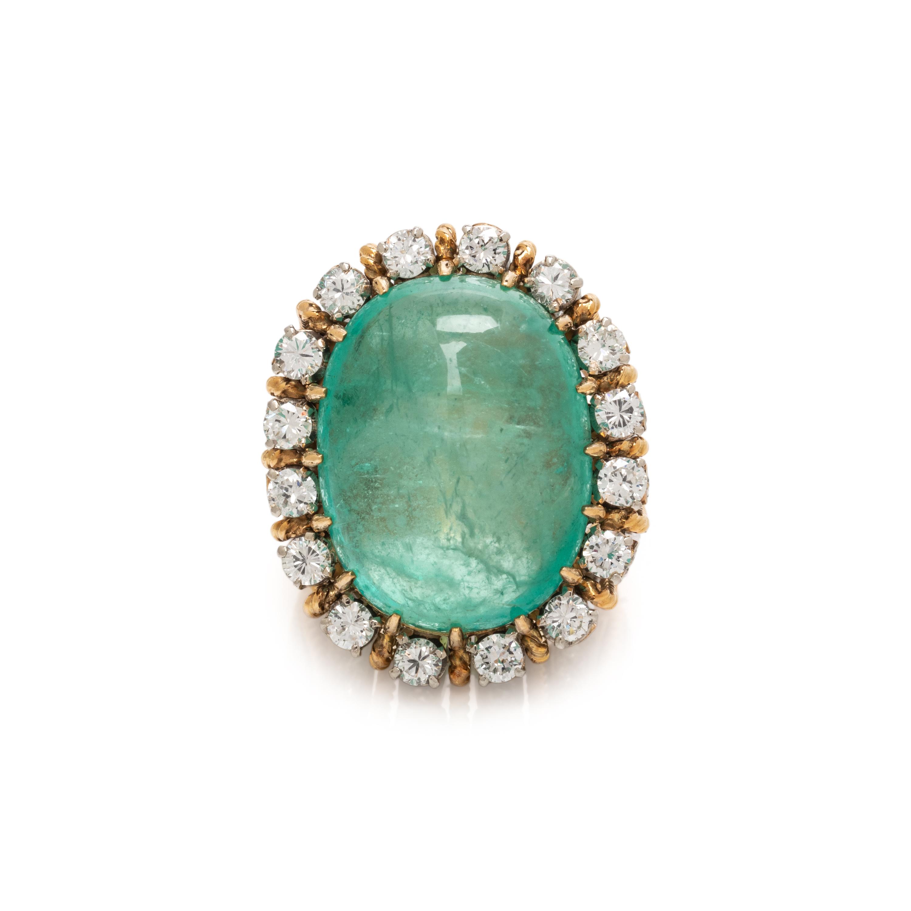 BICOLOR GOLD, EMERALD, AND DIAMOND RING