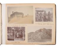 Exceptional album containing photographs of Pine Ridge Reservation and its surroundings, incl. Native American subjects, Indian schools, ceremonies, camp life, and Wounded Knee. Ca late 1890s-early 1900s.