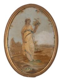 Two English Gilt Thread Embroidered Silk Pictures