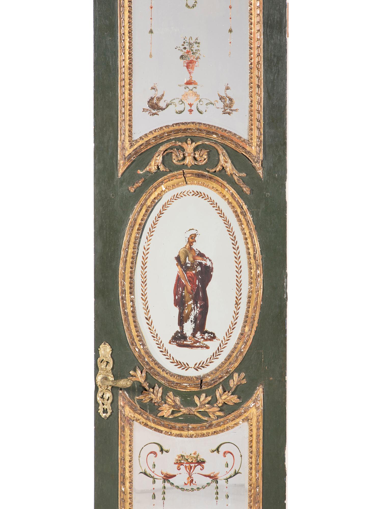 A Pair of Venetian Reverse-Painted Glass Doors