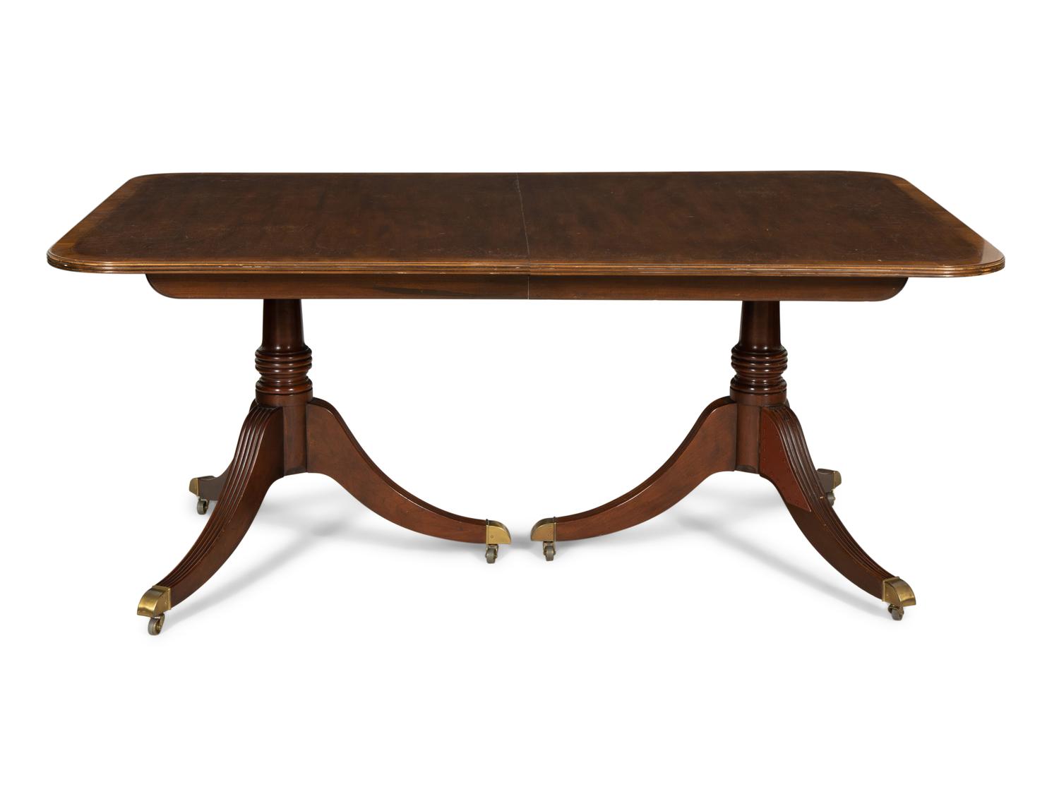 A George III Style Double-Pedestal Mahogany Dining Table