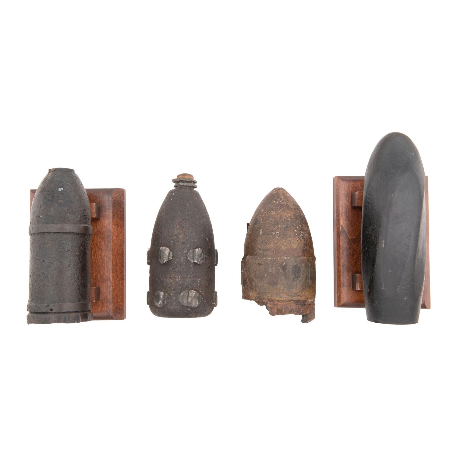 Three Excavated Civil War Artillery Shells: CS Read, 3.8" Hotckiss Bolt and an Armstrong with a Replica Whitworth Bolt