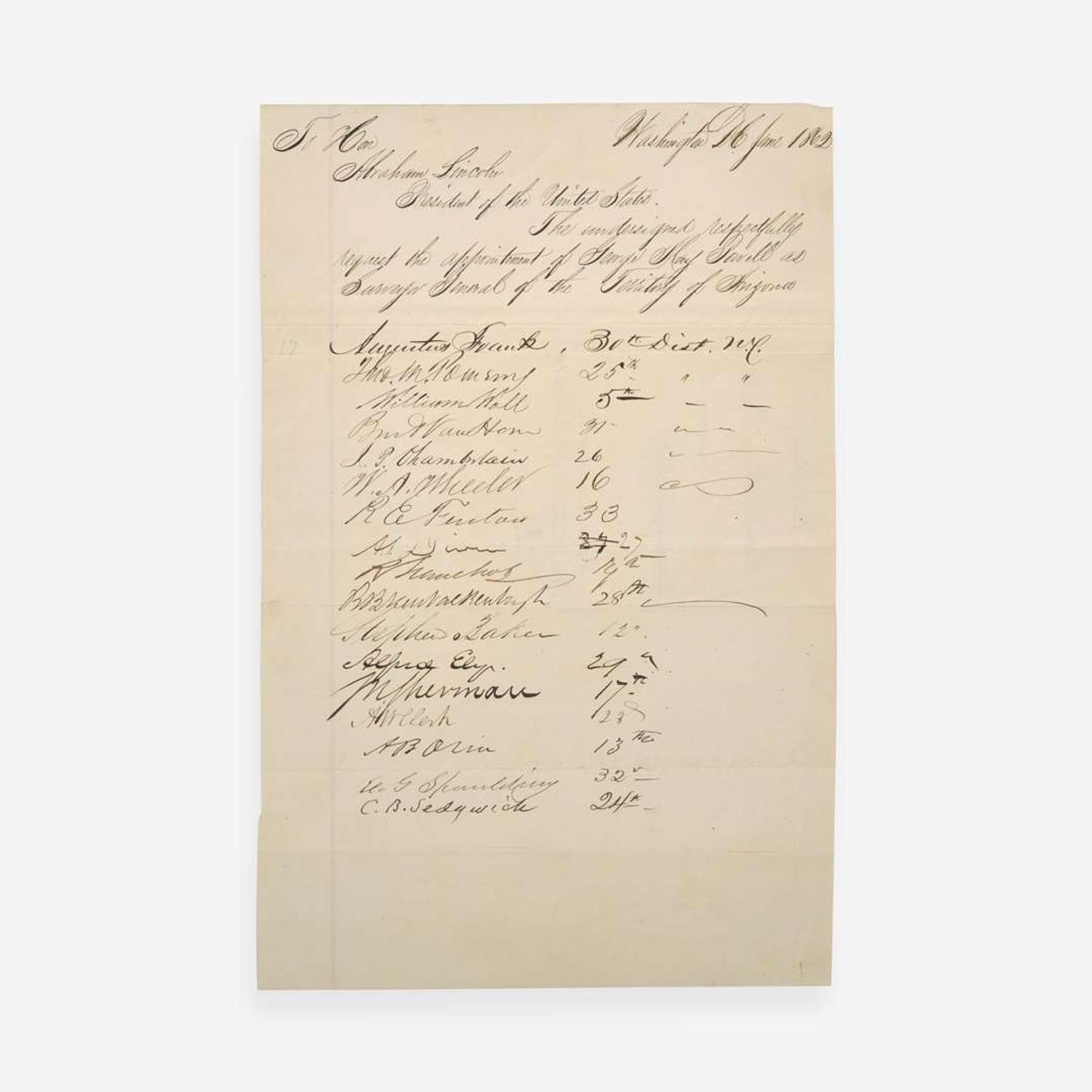 [Presidential] [Lincoln, Abraham] [Powell, George May] Group of 3 Manuscript Documents