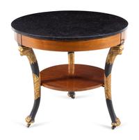 An Empire Parcel Gilt and Black-Lacquered Marble Top Guéridon