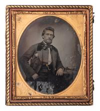 [CIVIL WAR]. Sixth plate ambrotype featuring a middle-aged Confederate soldier.