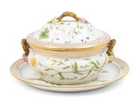 A Royal Copenhagen Flora Danica Porcelain Covered Tureen and Underplate