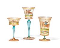 An Extensive Venetian Enameled Glass Table Service