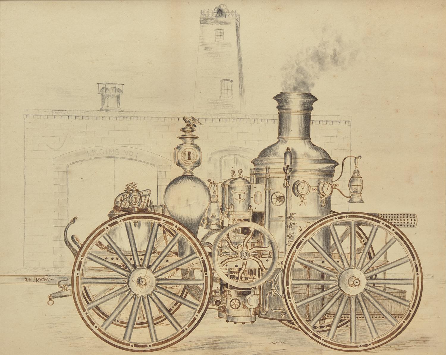 American School 19th Century, A Sketch of Fire Engine No. 1