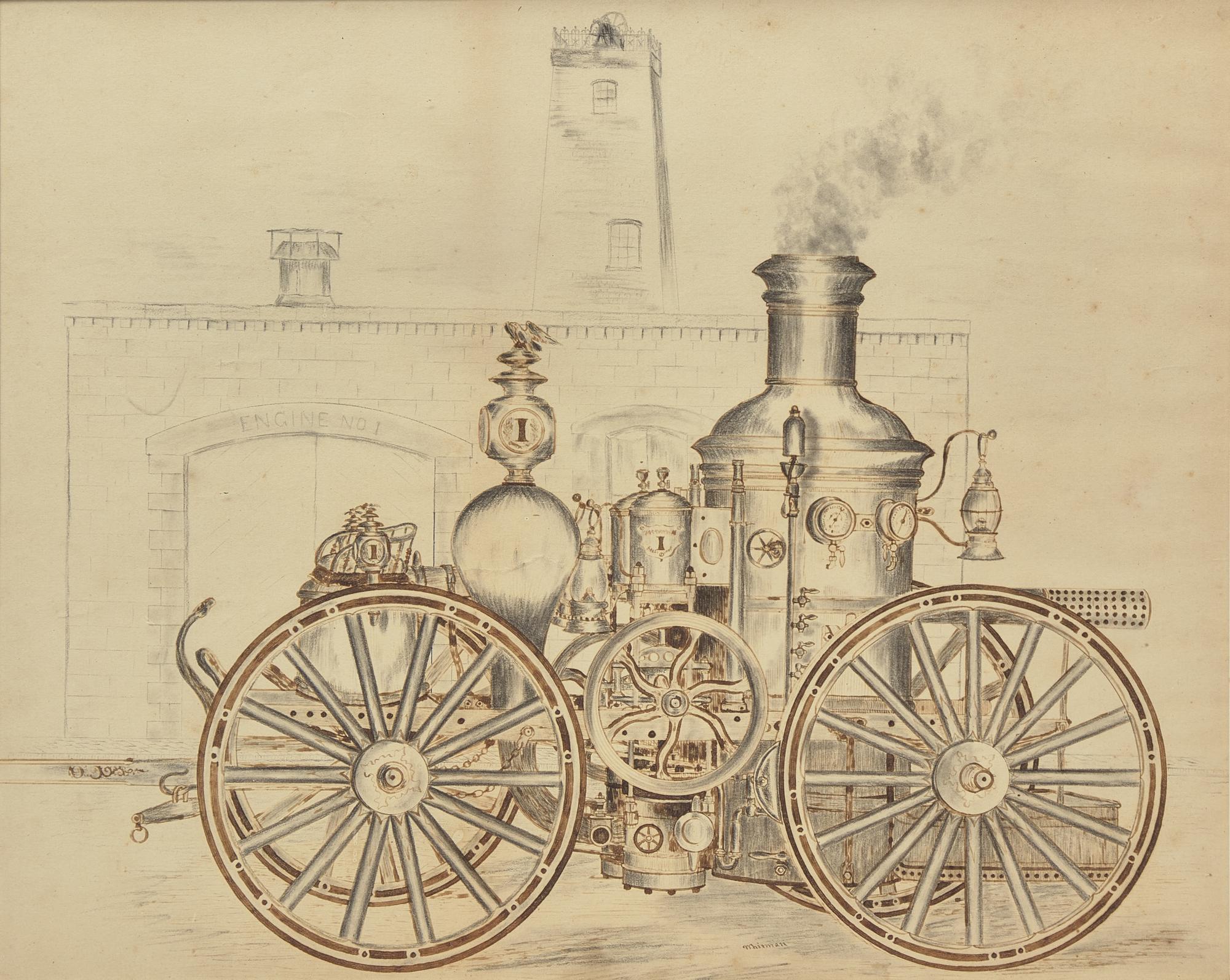 American School 19th Century, A Sketch of Fire Engine No. 1