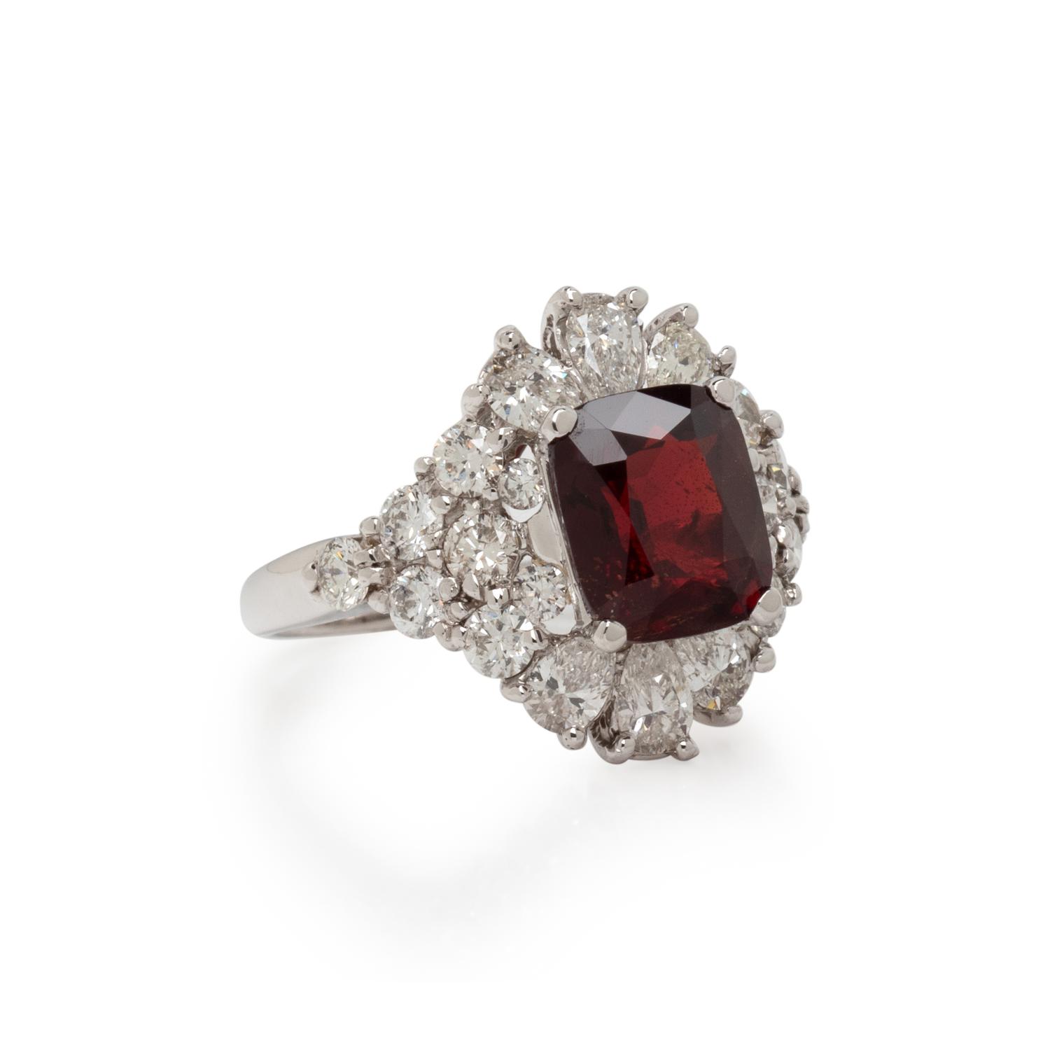 RED SPINEL AND DIAMOND RING