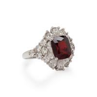 RED SPINEL AND DIAMOND RING