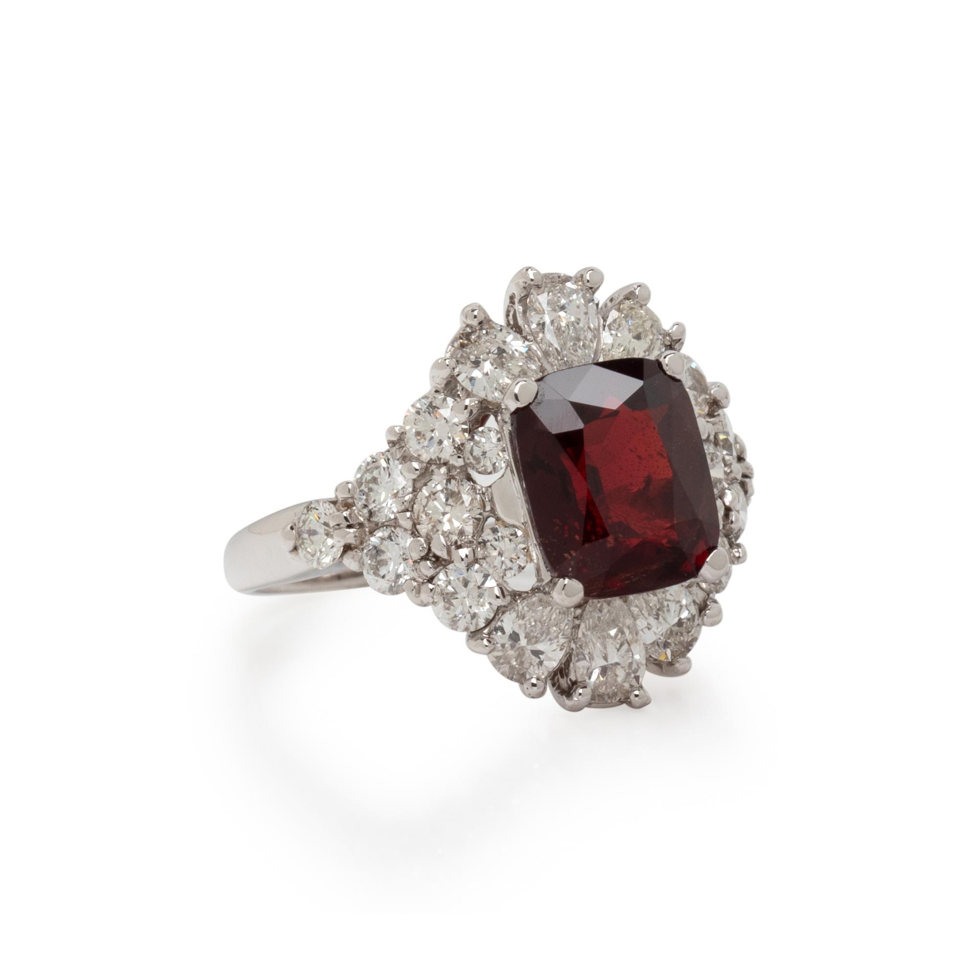 RED SPINEL AND DIAMOND RING
