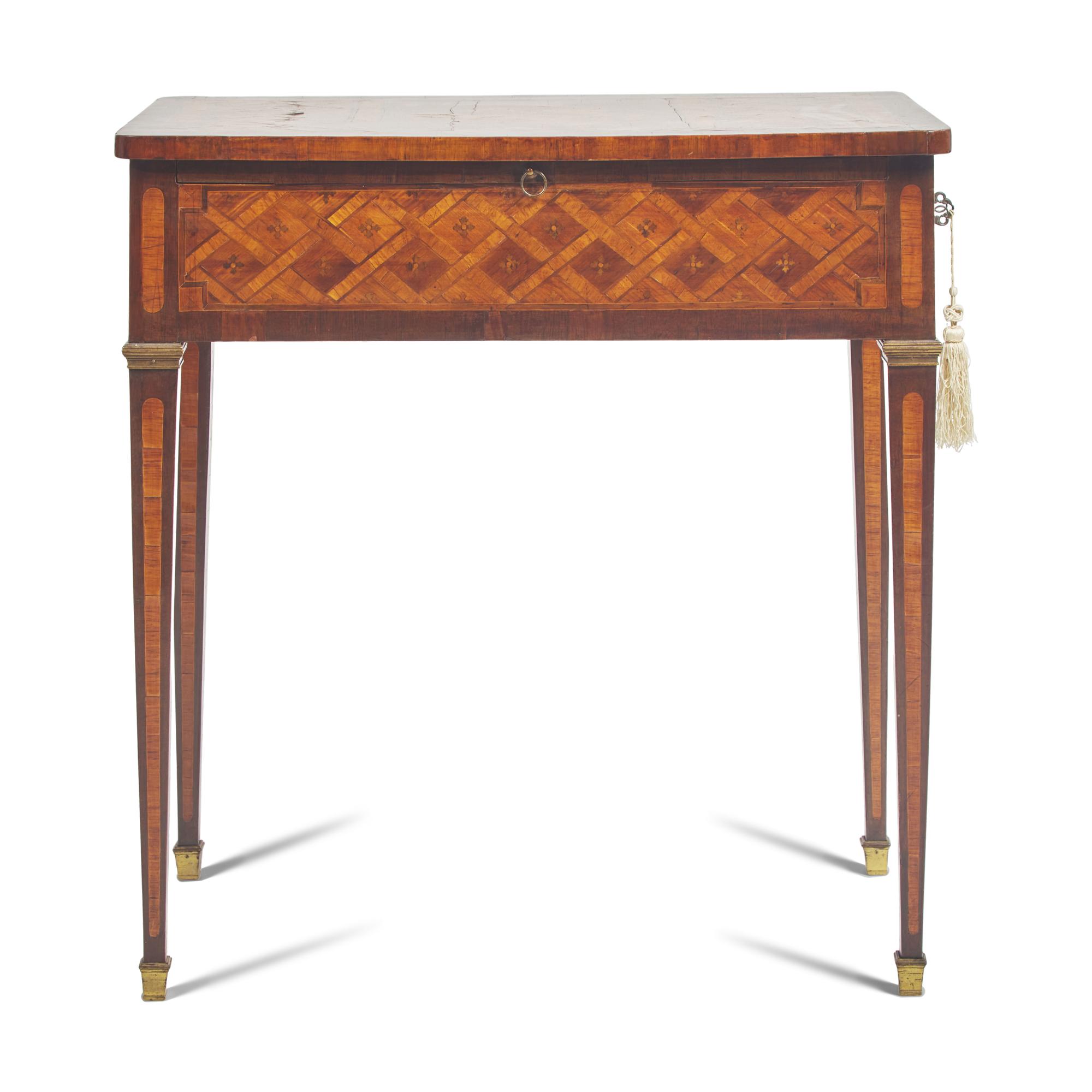 A Louis XVI Provincial Parquetry and Marquetry Writing Desk