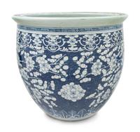 A Large Blue and White 'Plum Blossom' Porcelain Fish Bowl