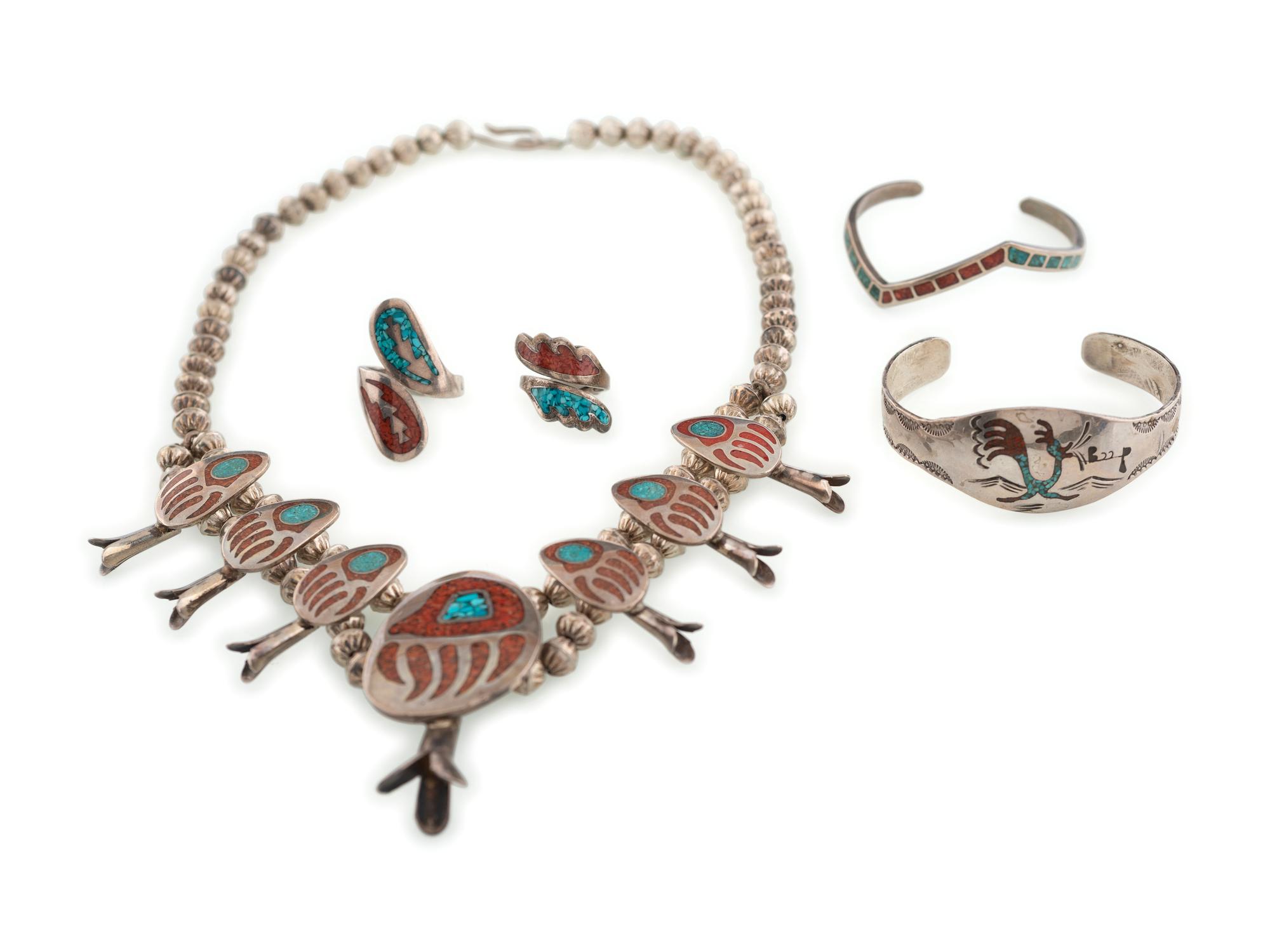 Navajo Silver and Chip Inlay Jewelry