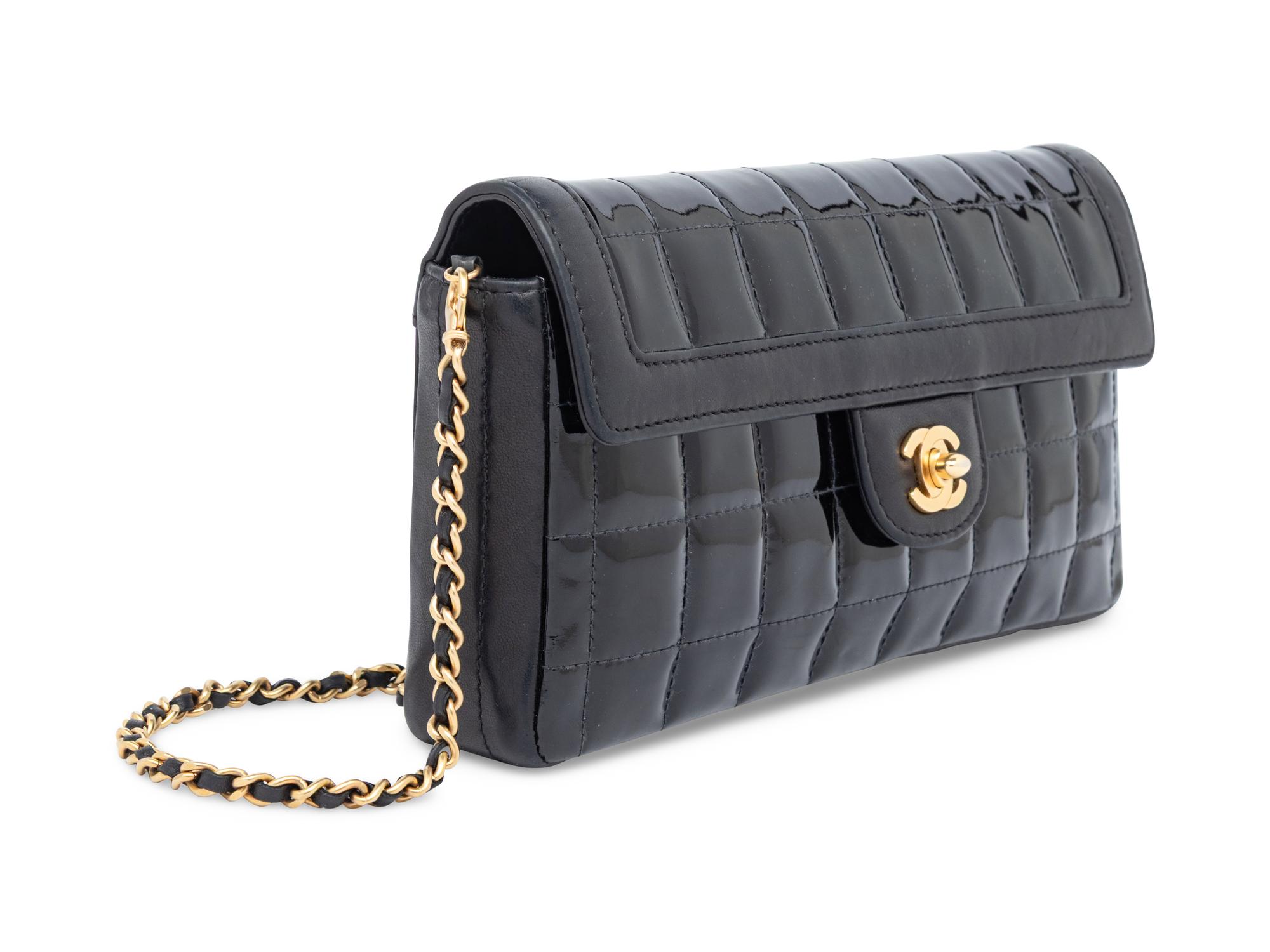 Chanel, Black Patent Chocolate Bar Bag