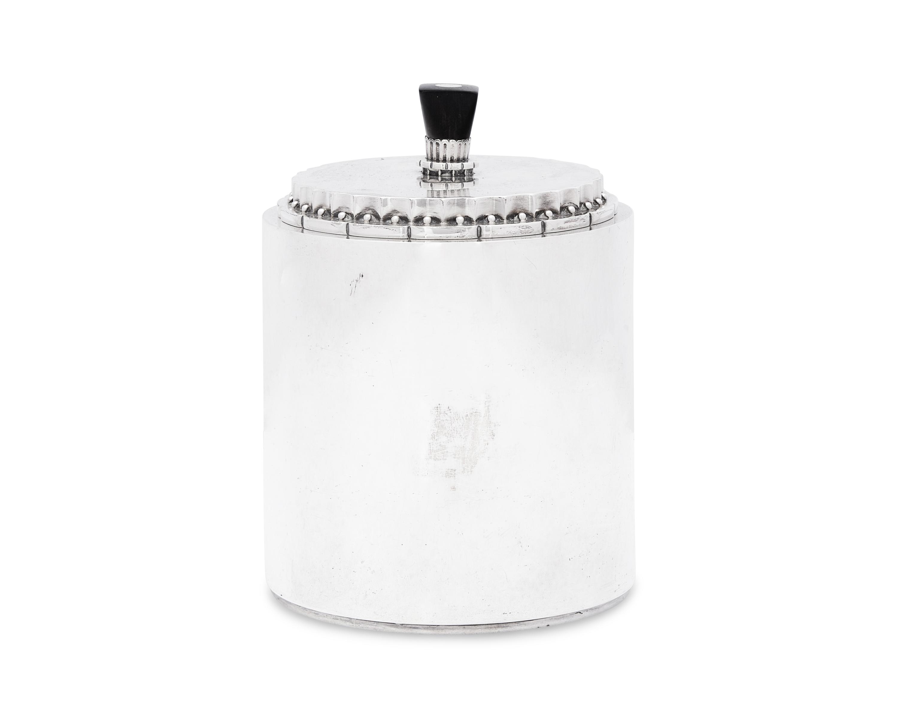 A Georg Jensen Silver Covered Canister