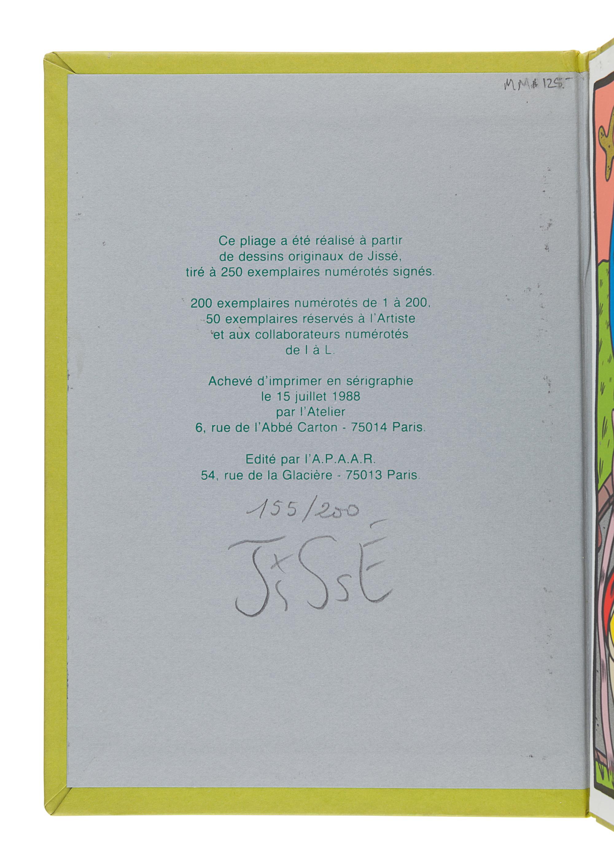 JISSÉ. Jissé . Paris: l’A.P.A.A.R., 1988.