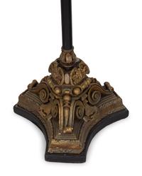 Four Italian Giltwood Gondola Lanterns on Ebonized Supports