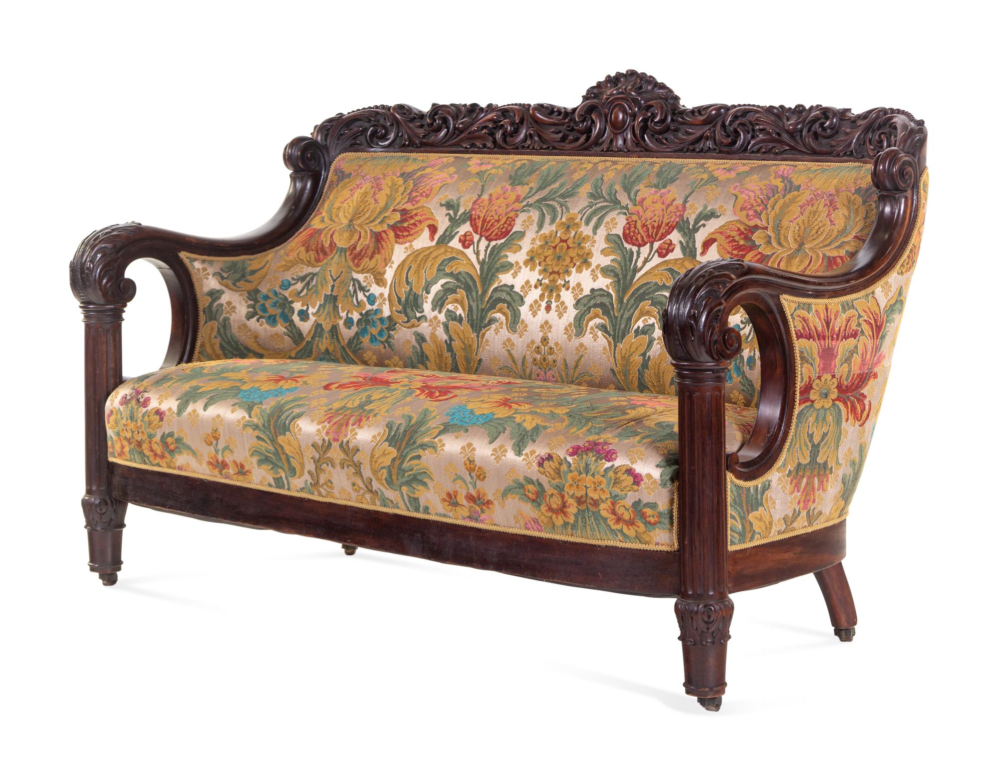 A Karpen Carved Mahogany Sofa