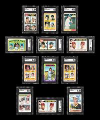 A Group of 12 Hall of Fame Rookie Baseball Cards (Carlton Fisk, Steve Carlton, Ozzie Smith, Andre Dawson, Paul Moiltor / Alan Trammell, Jack Morris, George Brett, Fergie Jenkins, Jim Catfish Hunter),