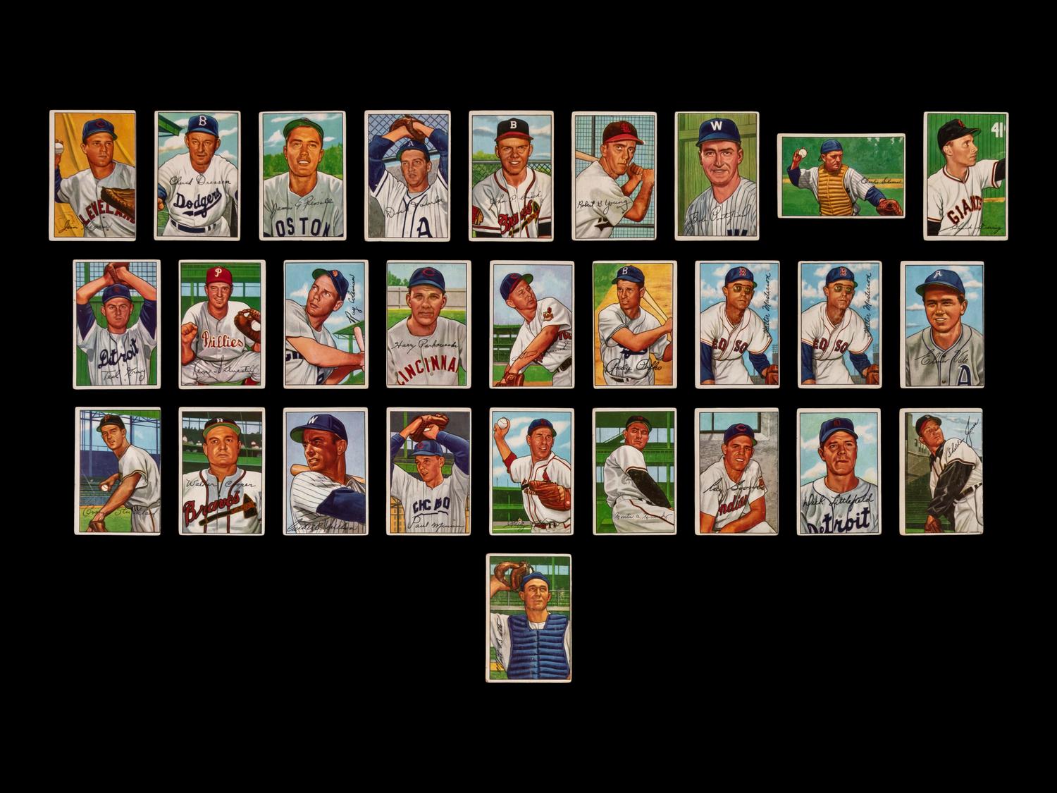 A Collection of 1952 Bowman Baseball Cards Including Notables and Hall of Famers (81)